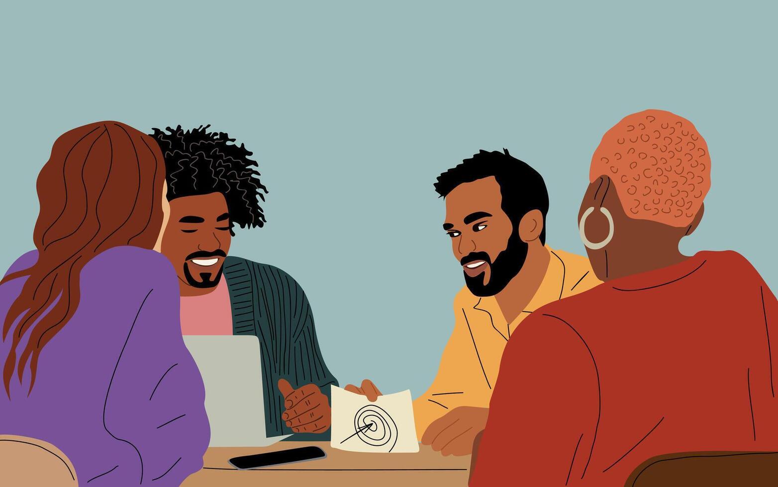 Diverse group business people sitting at the desk vector
