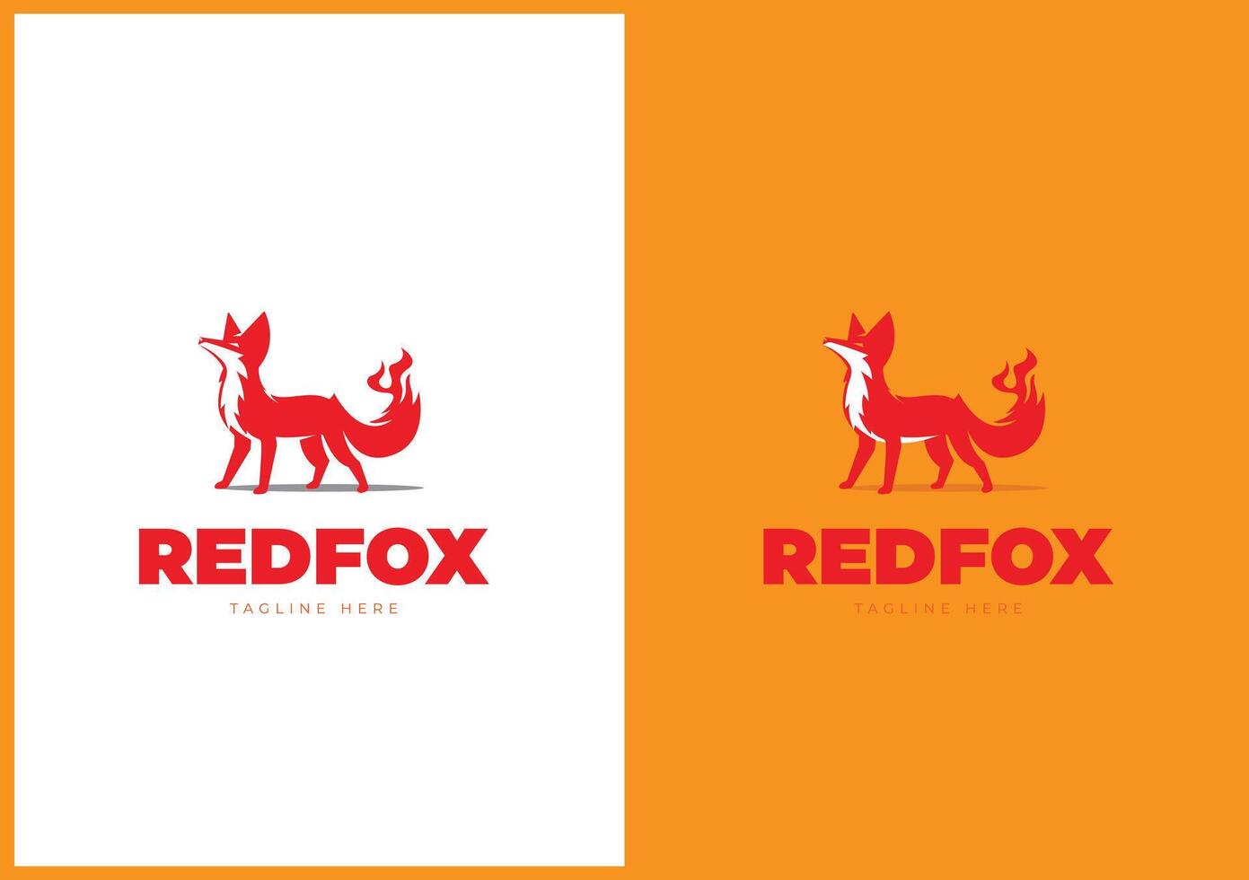 Fire red fox howling logo vector