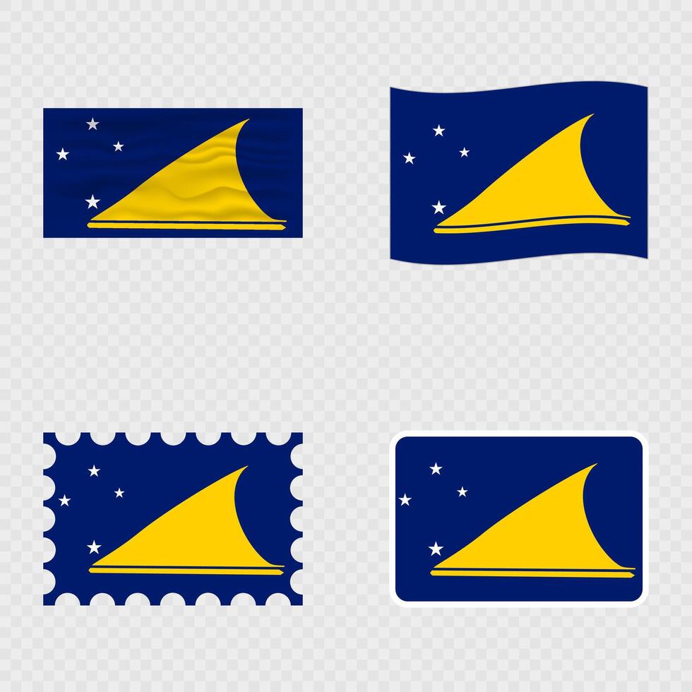 Tokelau national flag in four different styles. vector