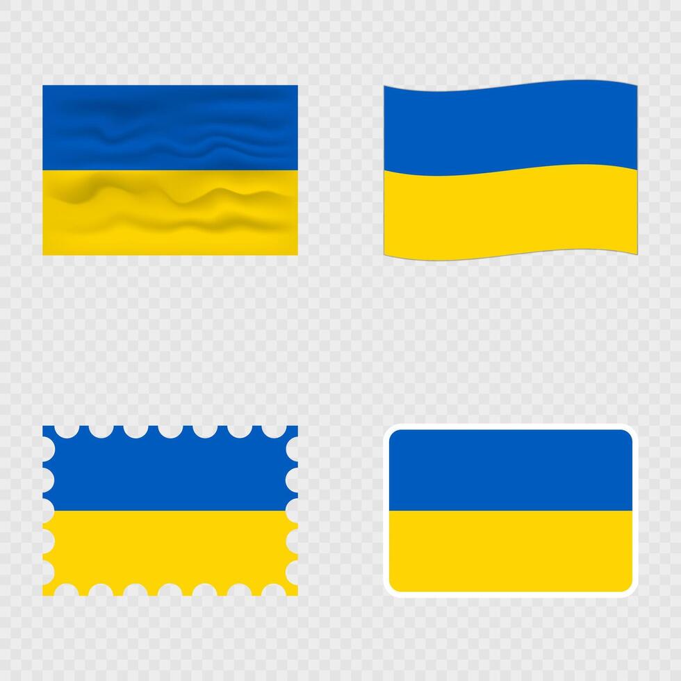 Ukraine national flag in four different styles. vector