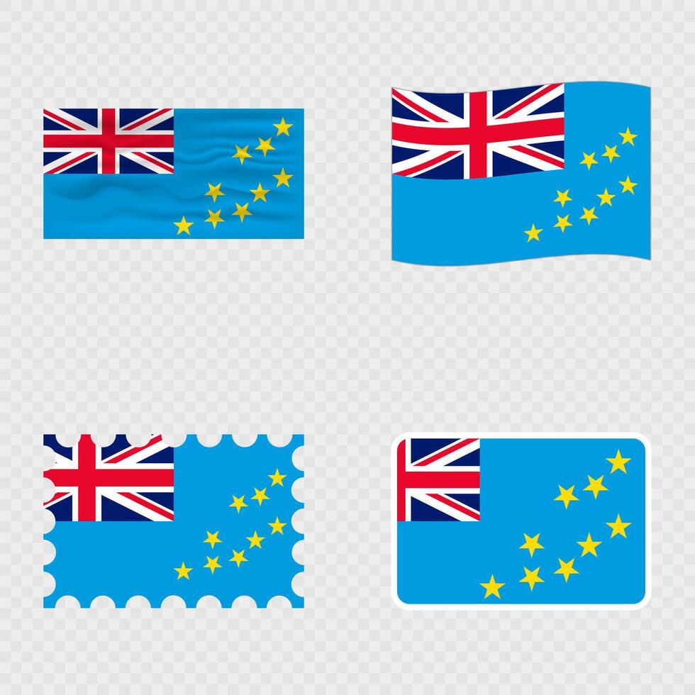 Tuvalu national flag in four different styles. vector