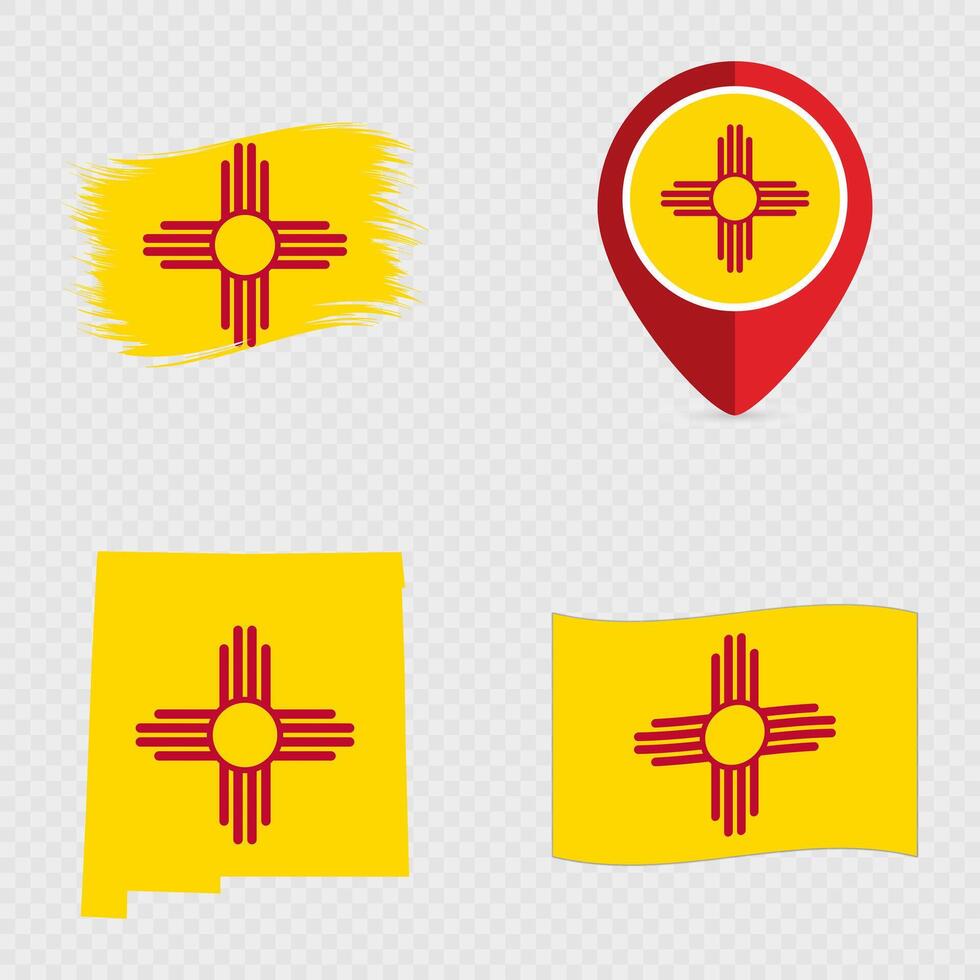 New Mexico State Flag Icon Set. vector