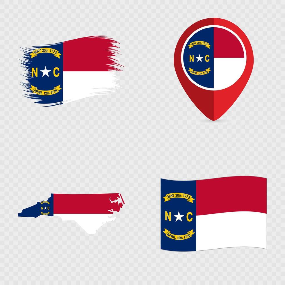 North Carolina State Flag Icon Set. vector