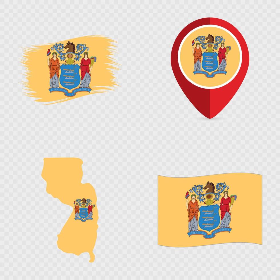 New Jersey State Flag Icon Set. vector