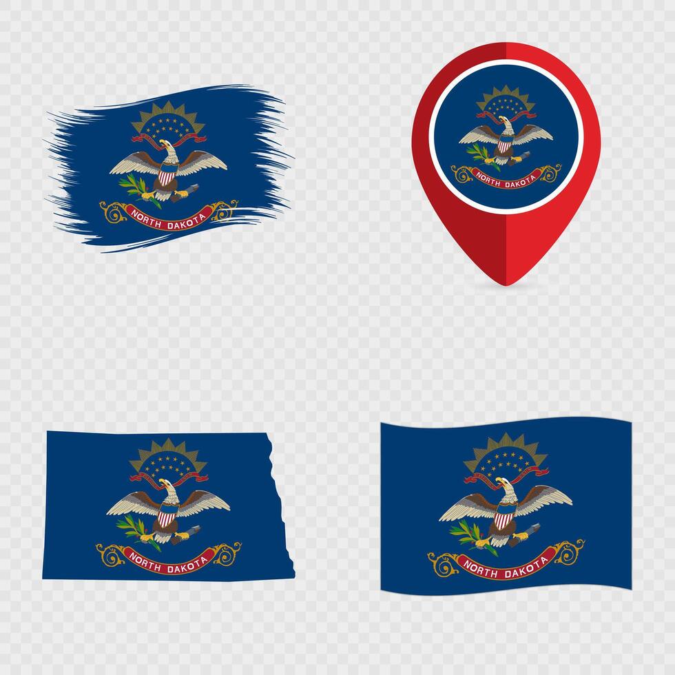 North Dakota State Flag Icon Set. vector