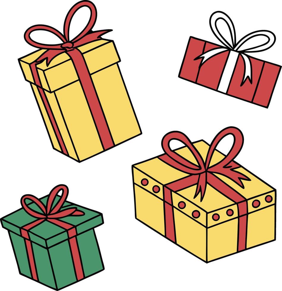 four different gift boxes with bows on a white background vector