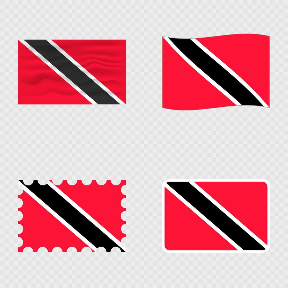 Trinidad and Tobago national flag in four different styles. vector