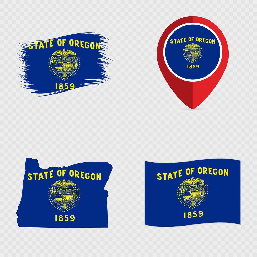 Oregon State Flag Icon Set. vector