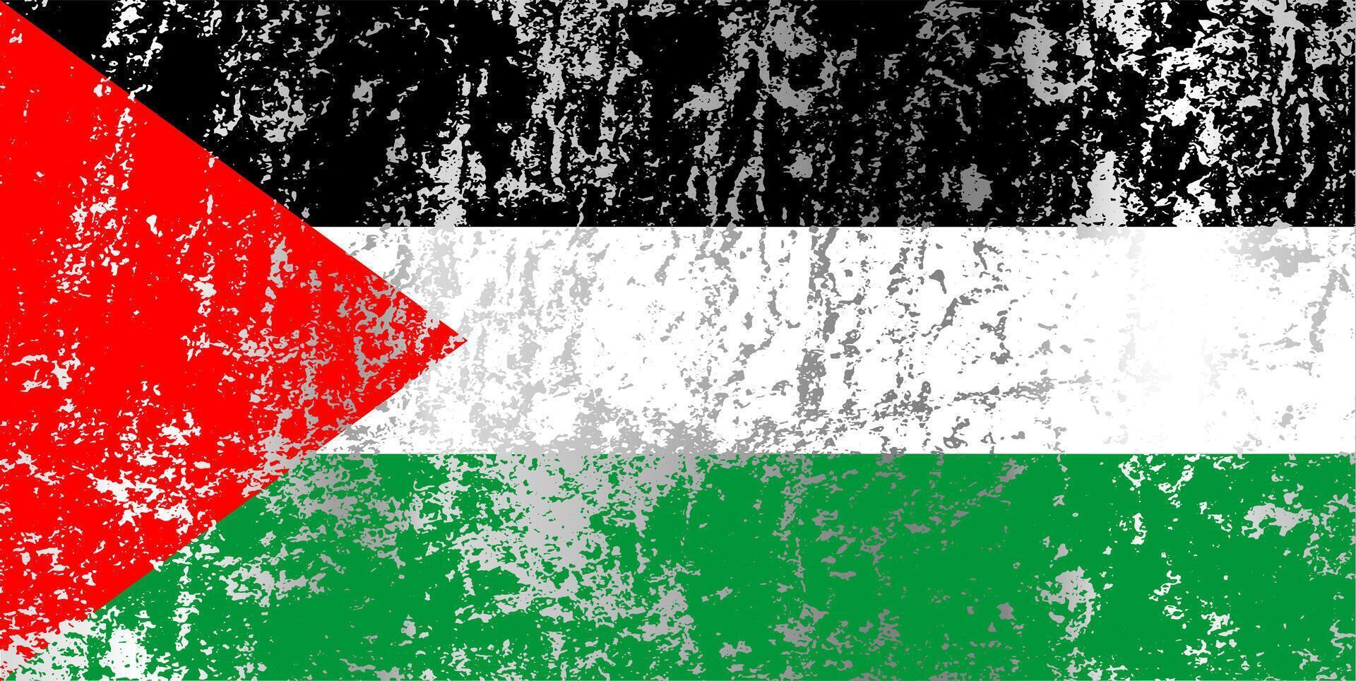 Palestine flag with grunge effect. vector