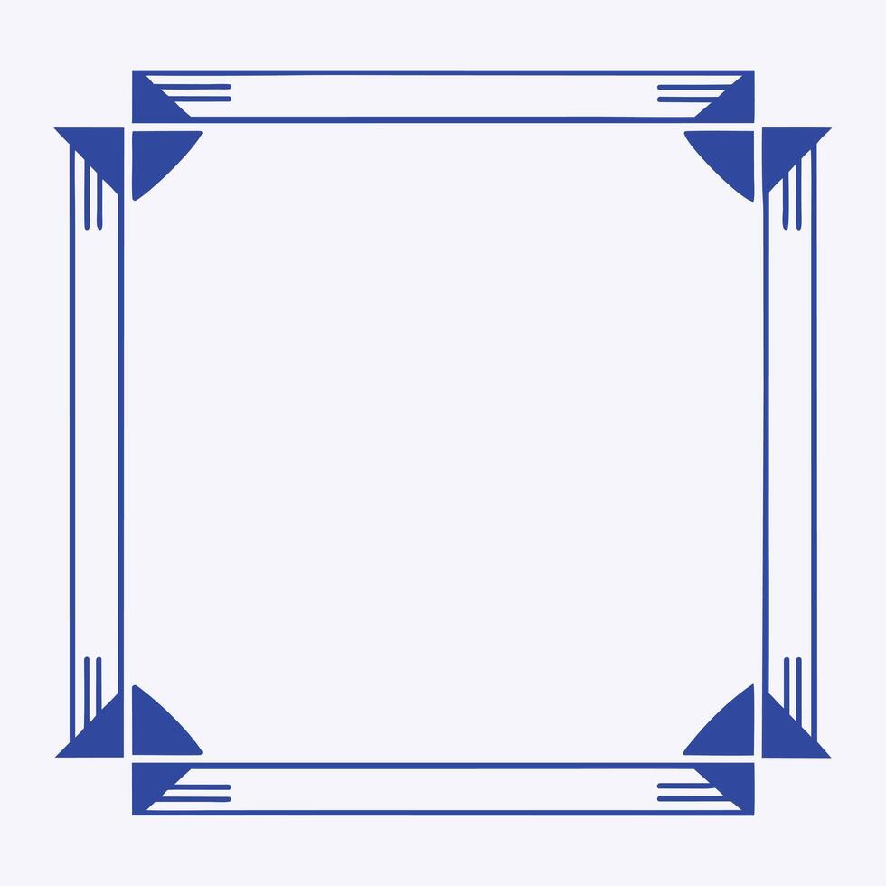 Blue geometric border design for elegant layout. vector