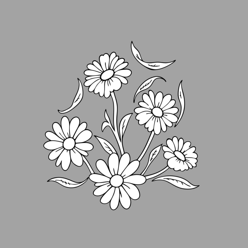 Digital floral with unique stylized design. vector