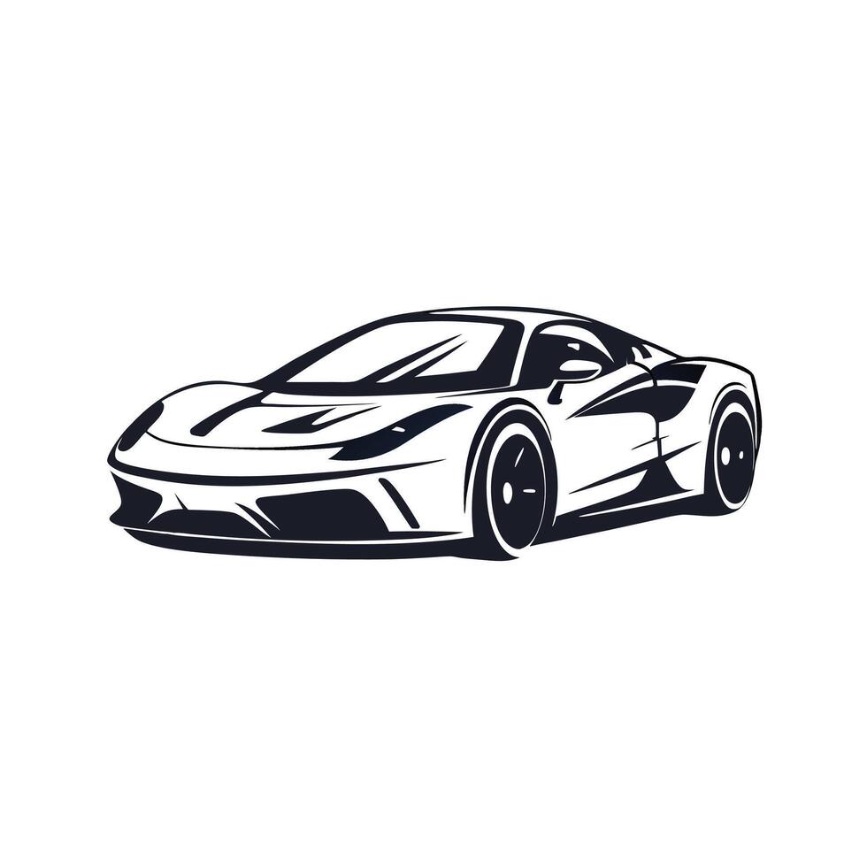 Minimalist design of sleek sports car in black and white. vector