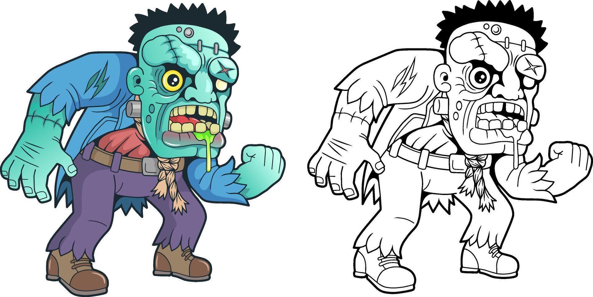evil monster, coloring book, outline illustration vector