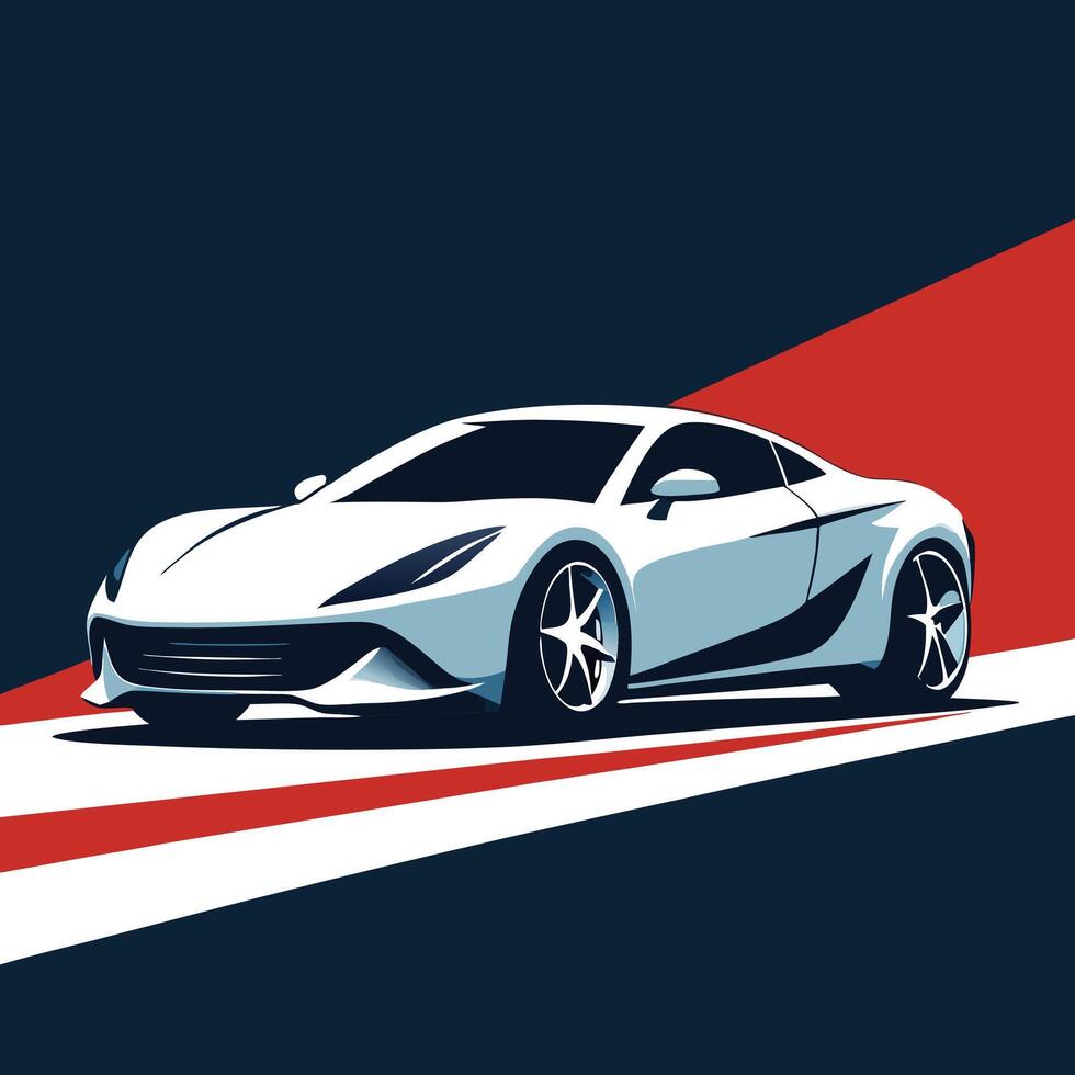 Minimalist black sports car silhouette art. vector