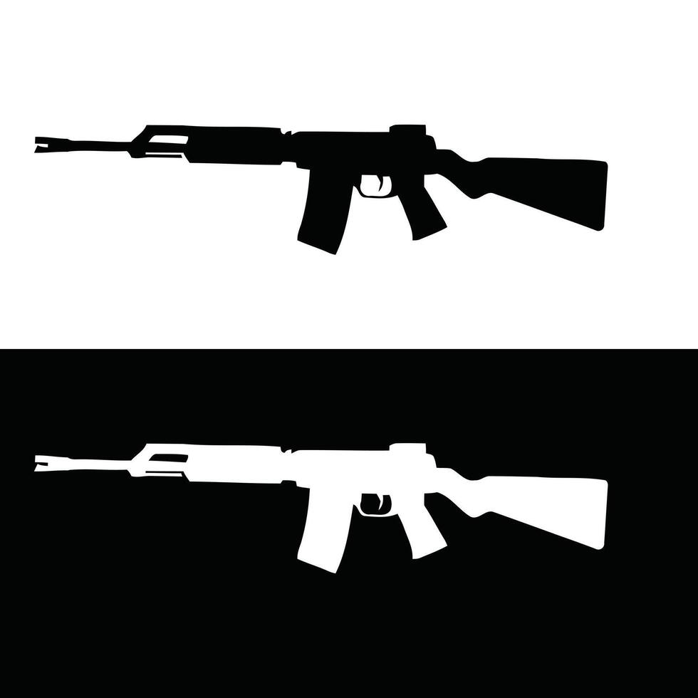 Assault Rifles Silhouette . vector