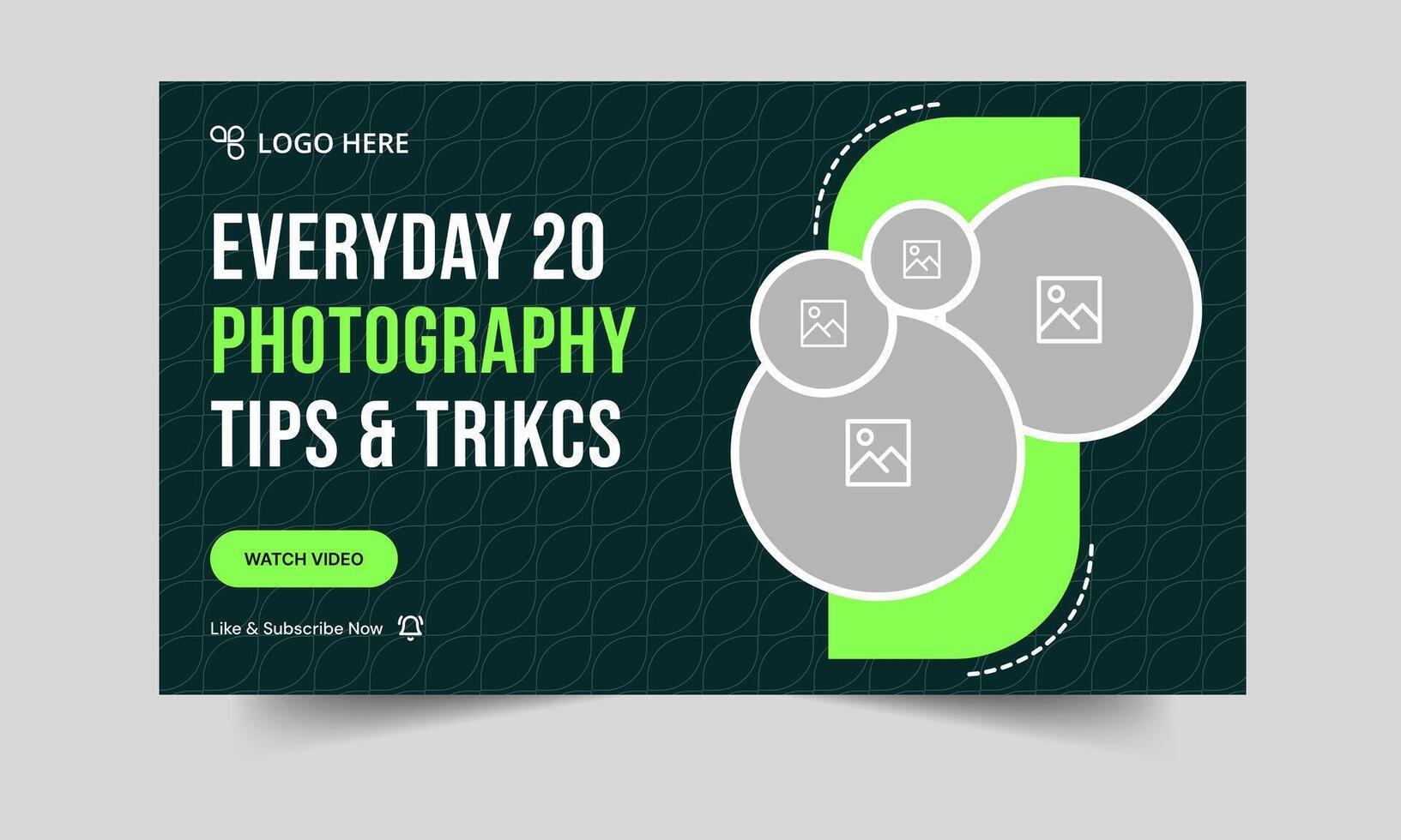 Editable photography tips and tricks thumbnail banner design, daily photography techniques cover banner design, fully customizable eps 10 file format vector