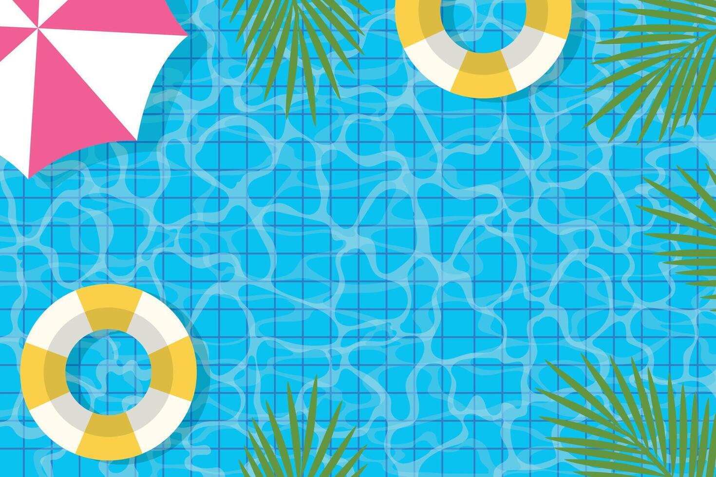 Summer background with swimming pool illustrations for banners, cards, flyers, social media wallpapers. vector