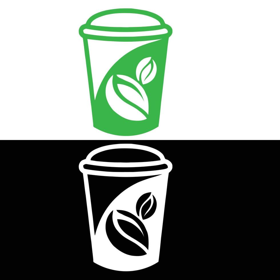 green coffee cup logo design . vector