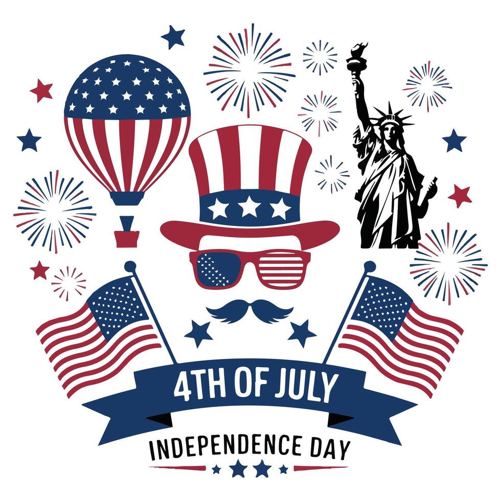 Independence Day Icons for Patriotic USA Projects vector