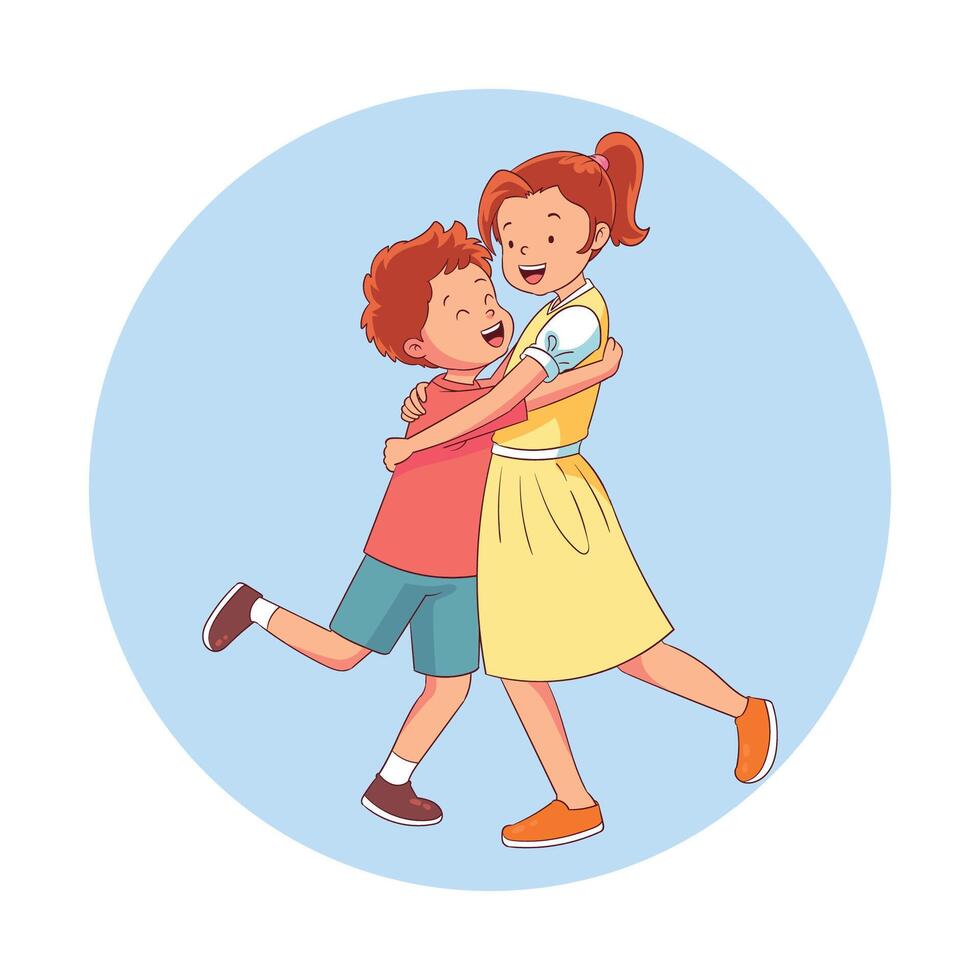 hand drawn hugging brothers vector