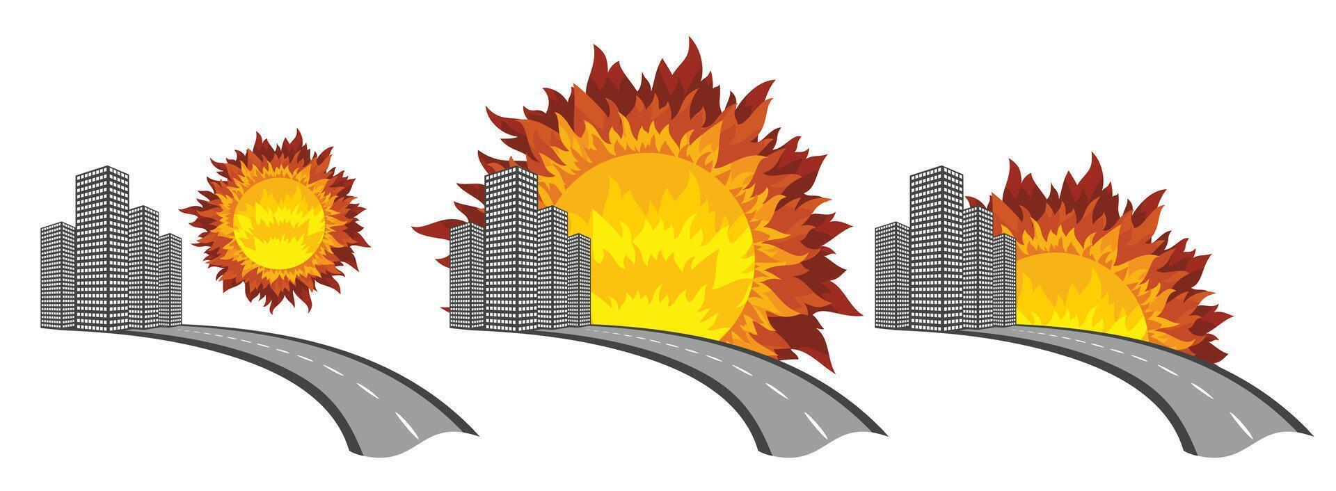 A logo of the big city from the sun dawn. vector