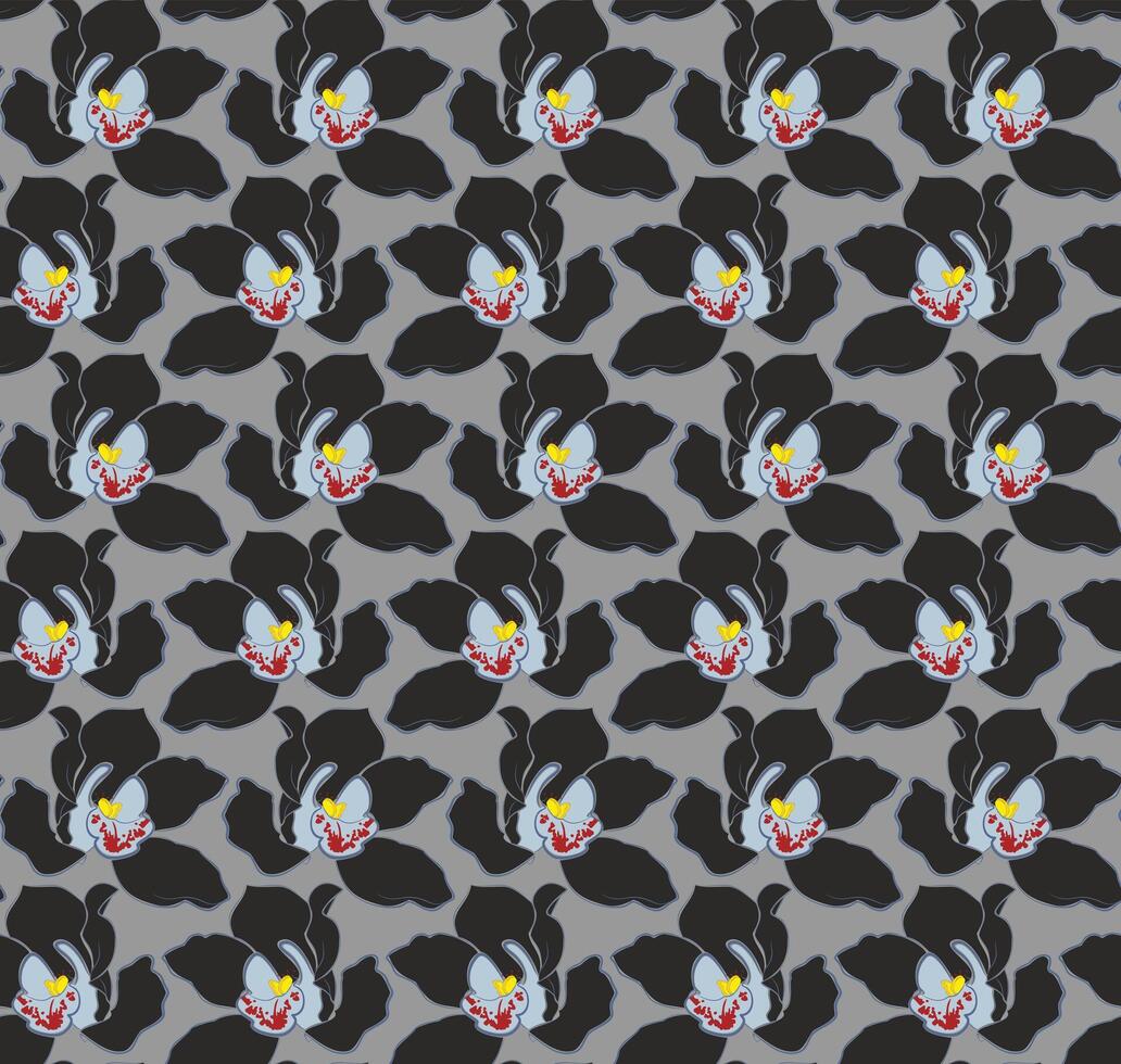 A seamless background with black orchids. vector