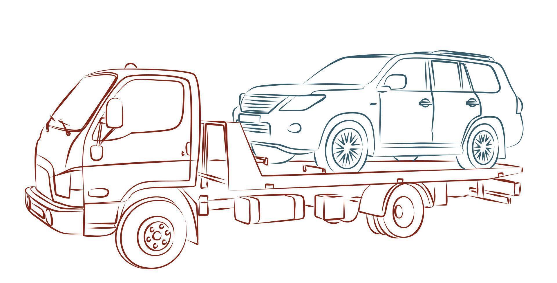 Sketch of a special urban transport vehicle for evacuation. vector