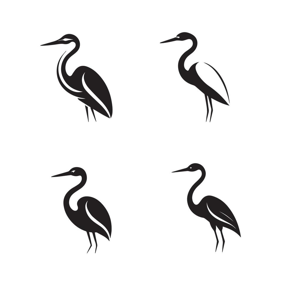Set of Elegant Bird Silhouettes vector