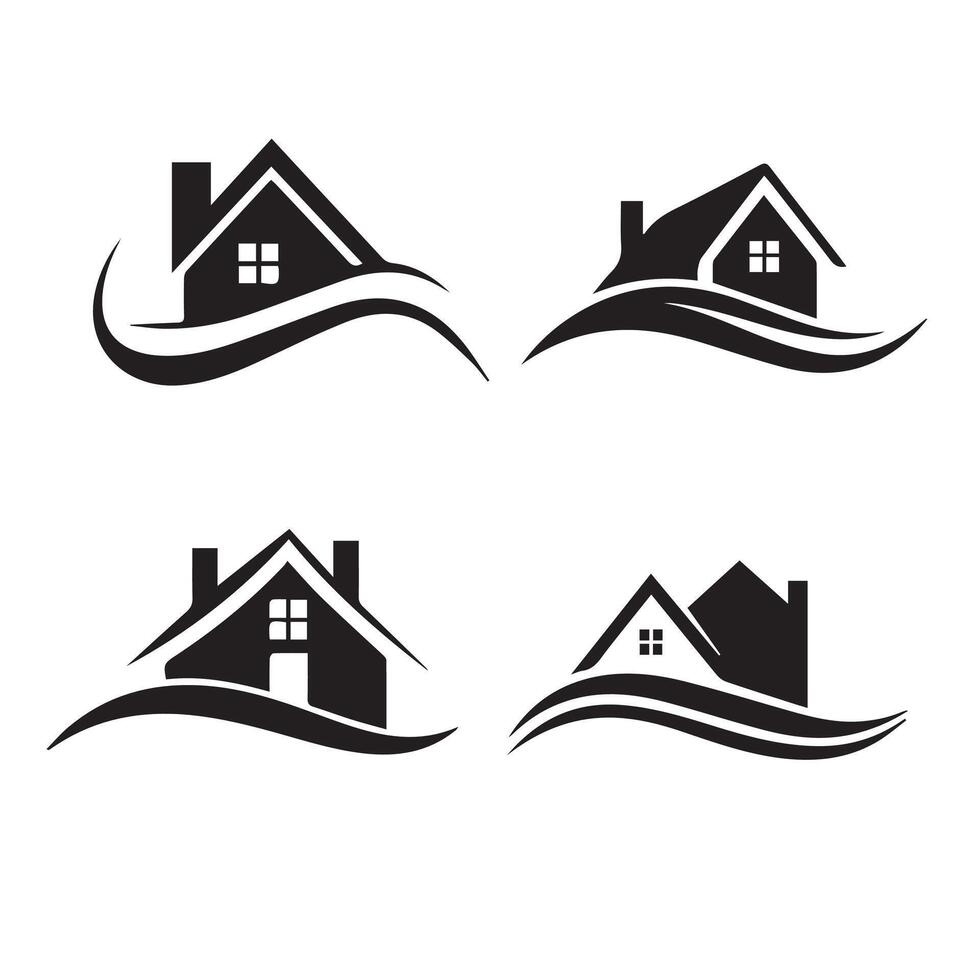 Silhouette set of real estate vector