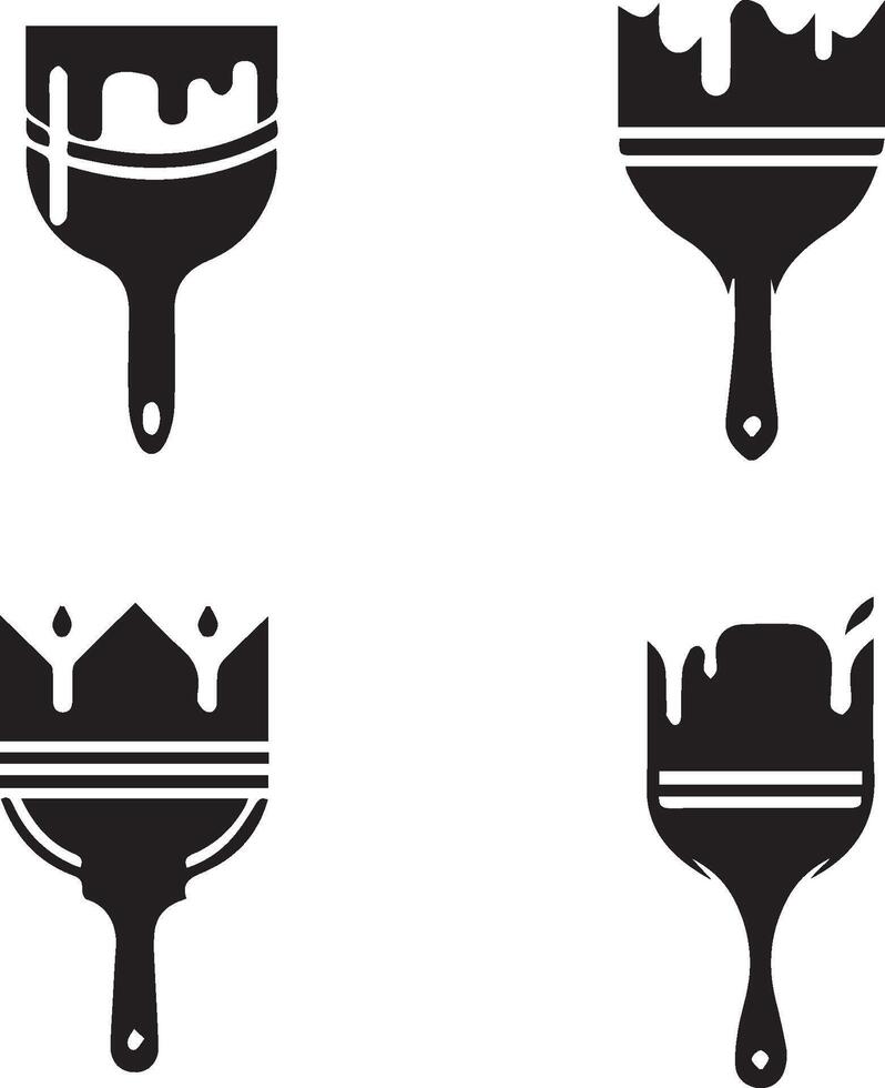 Silhouette paint brush set design vector