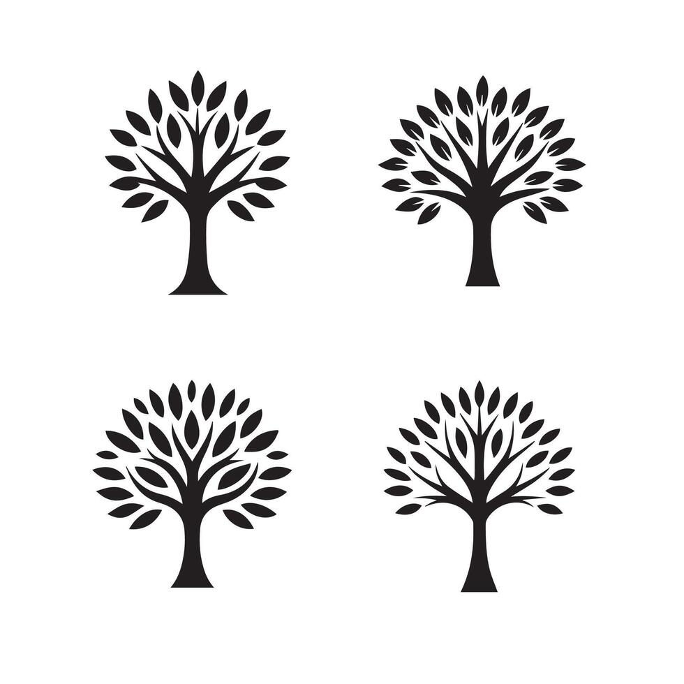 Set of trees silhouettes vector