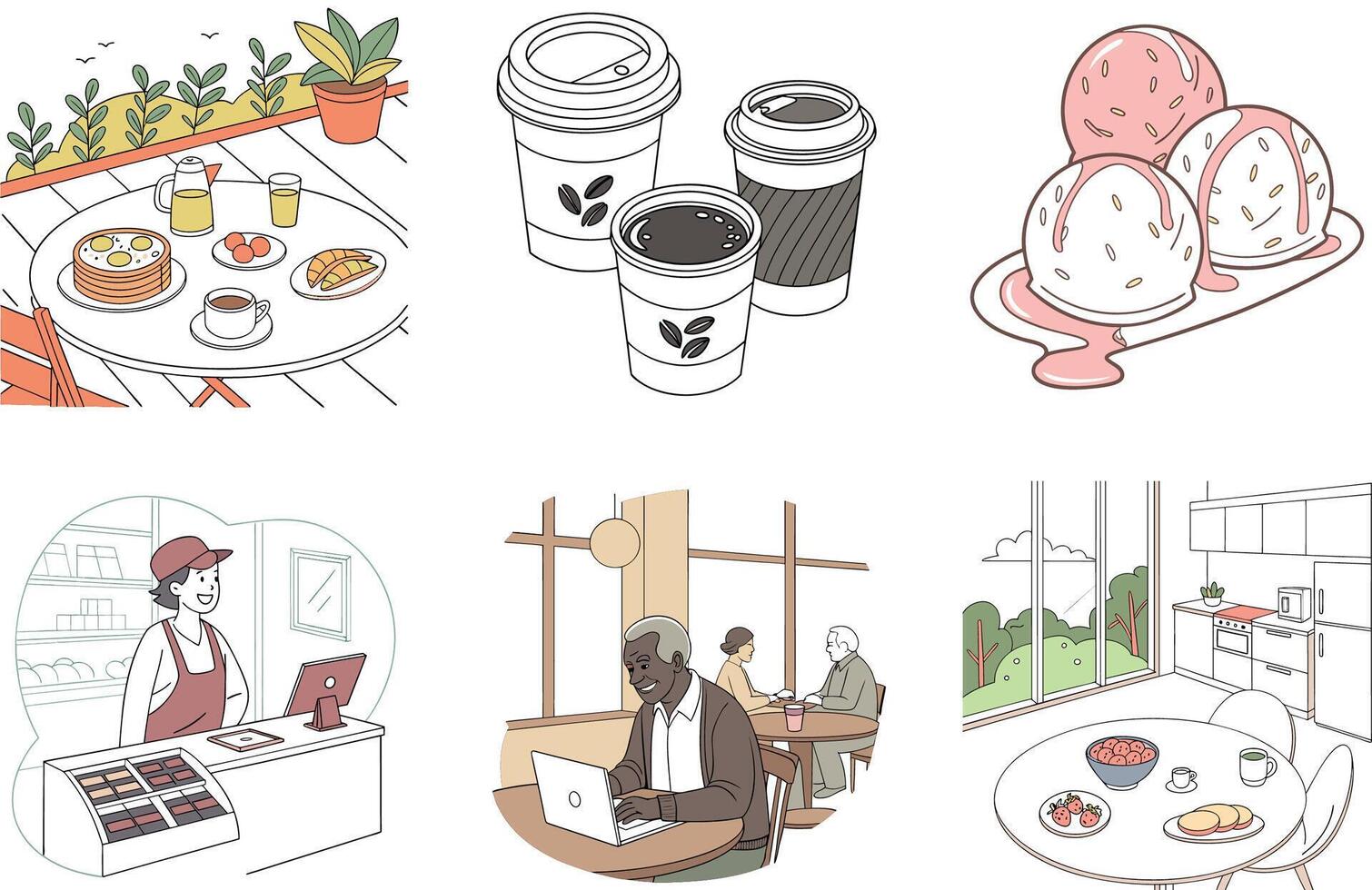 Cozy home. warm glow. Coffee Bundle. peaceful reading Collection Illustrations vector
