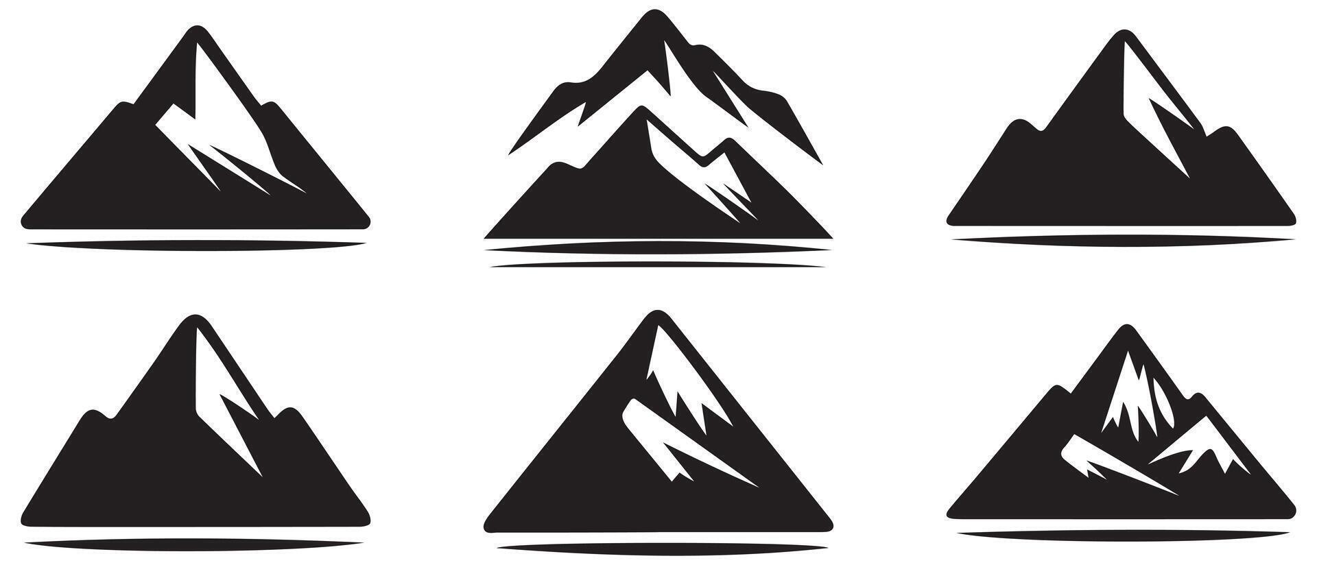 Black and white stylized illustration of a mountain range. vector