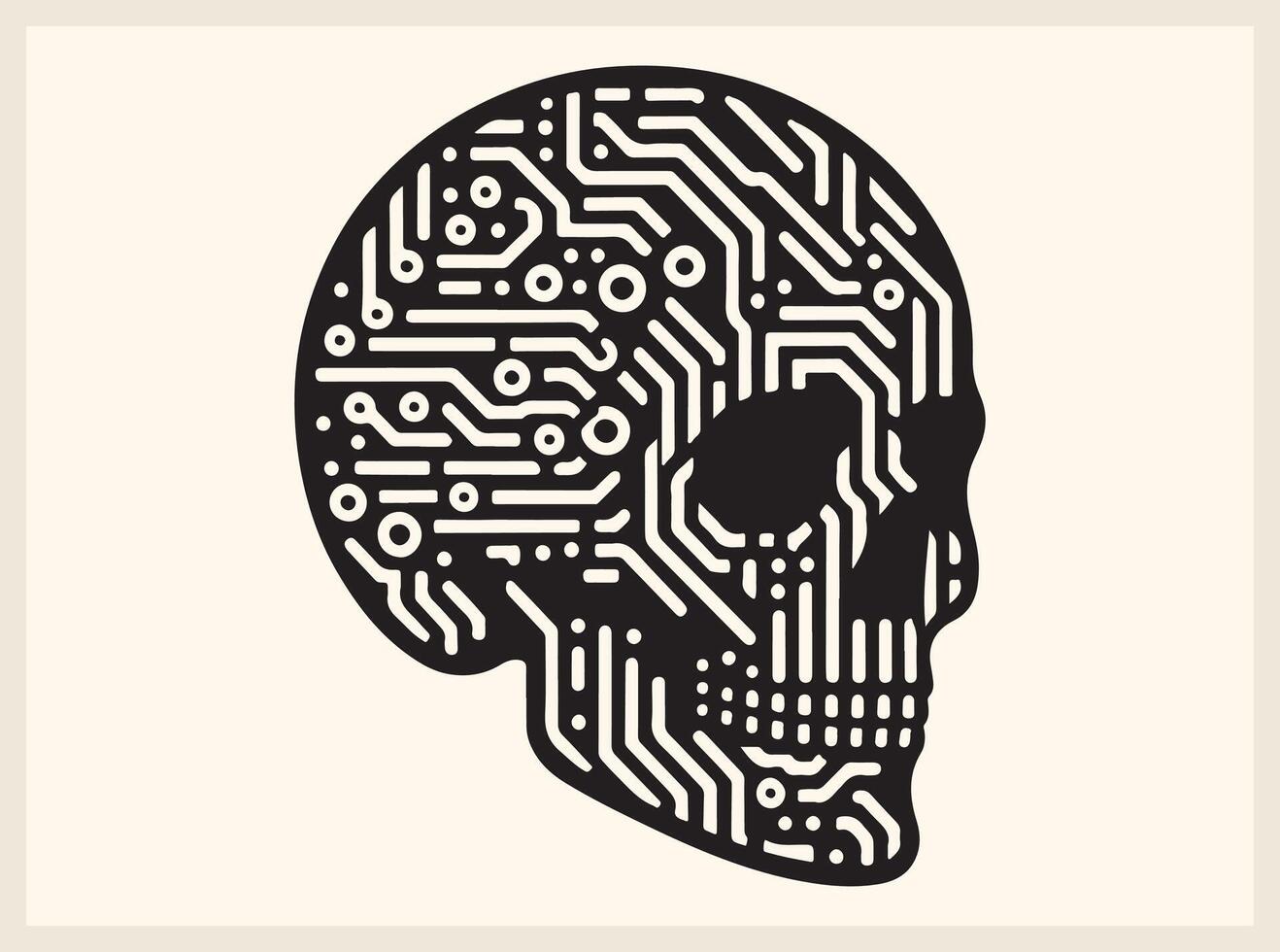 Glitchy Skull with High-Tech Vibe for Cyberpunk Designs vector