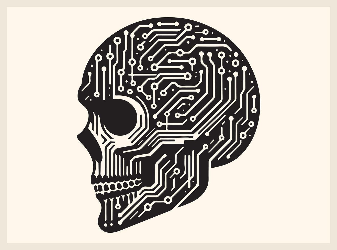 Tech Skull with Pixelated Glitch Effect vector