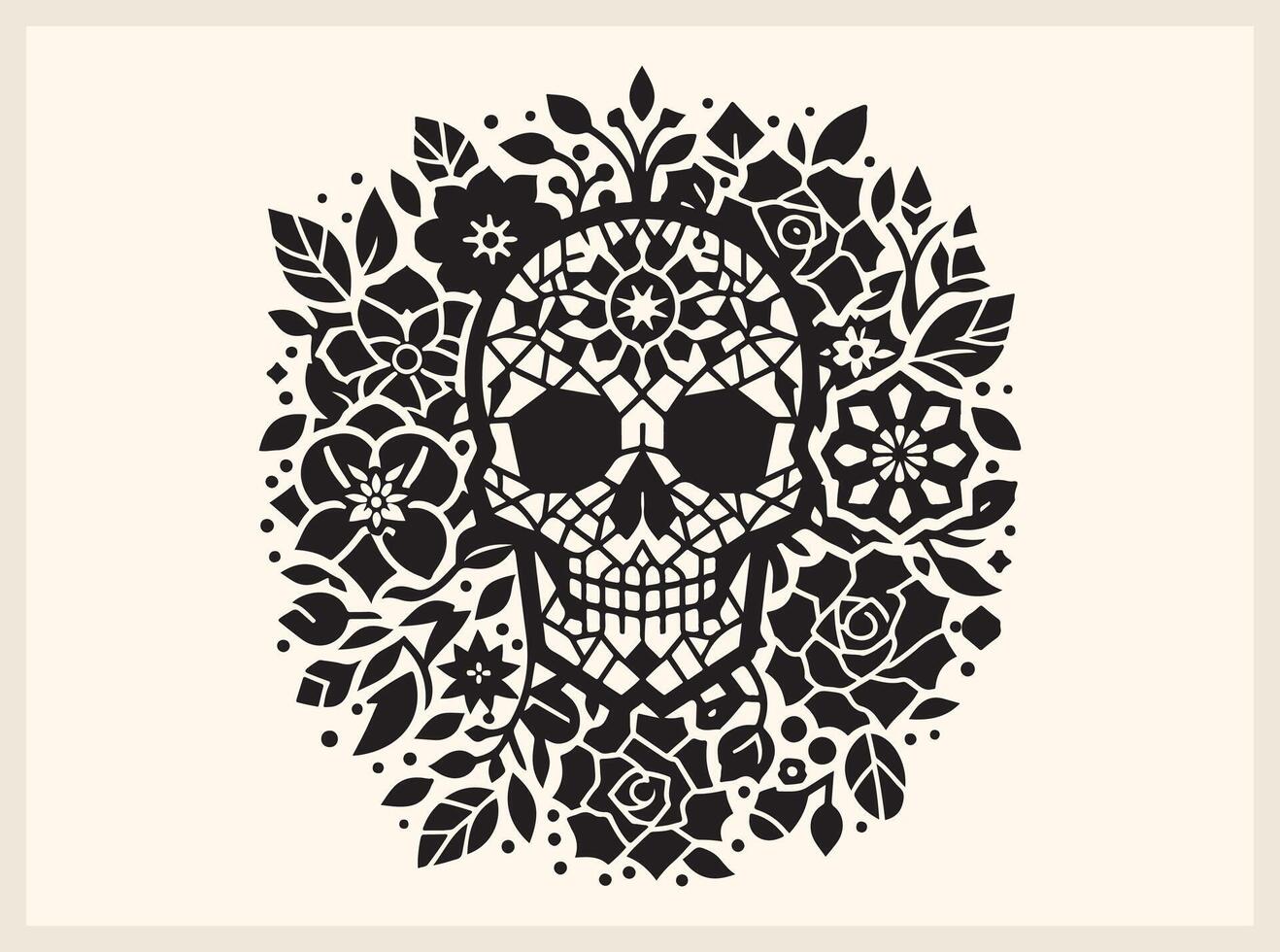Dark Floral Mosaic Skull for Artistic Concepts vector
