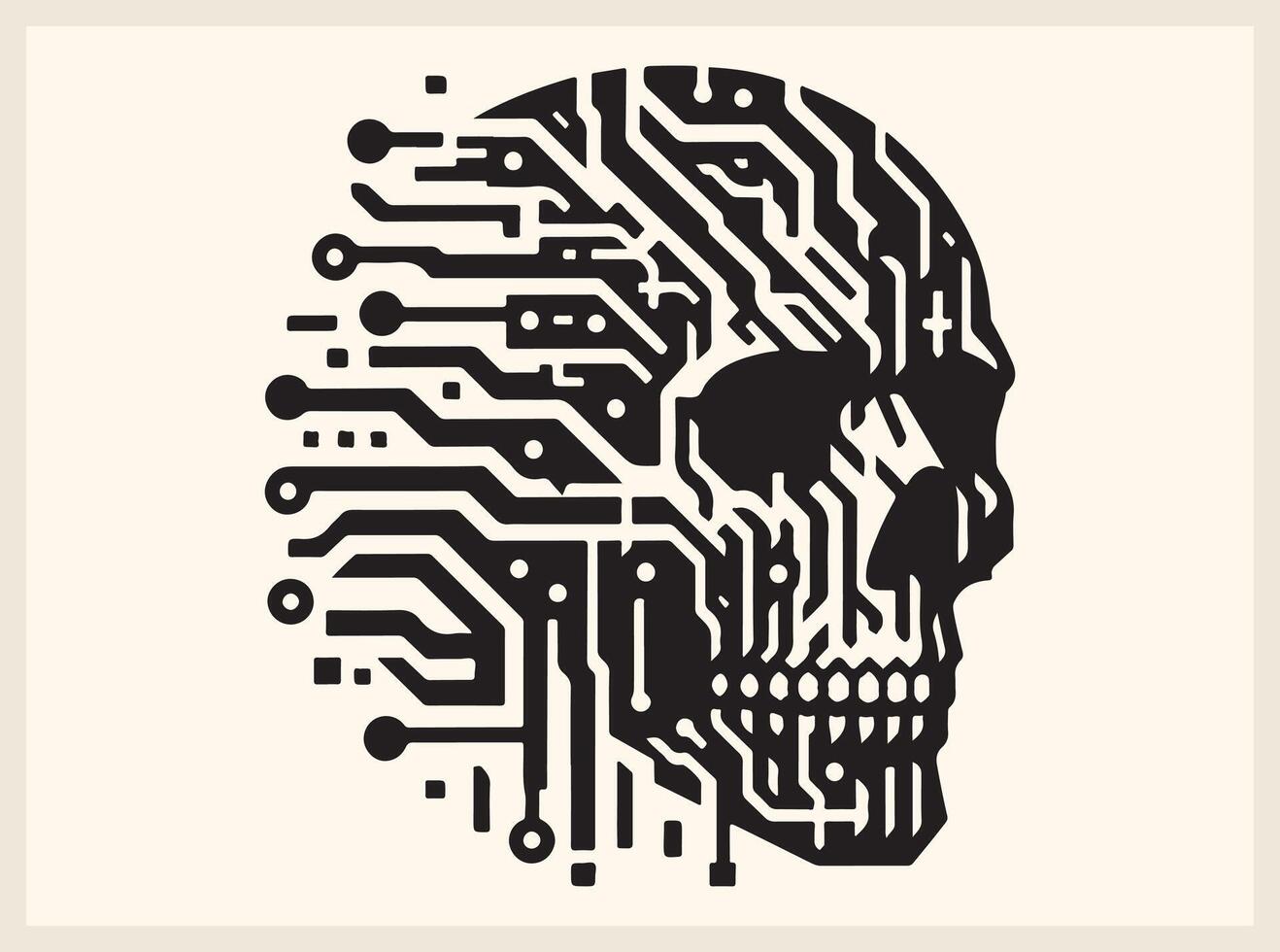 Glitched-Out Skull Design with Technology Influence vector