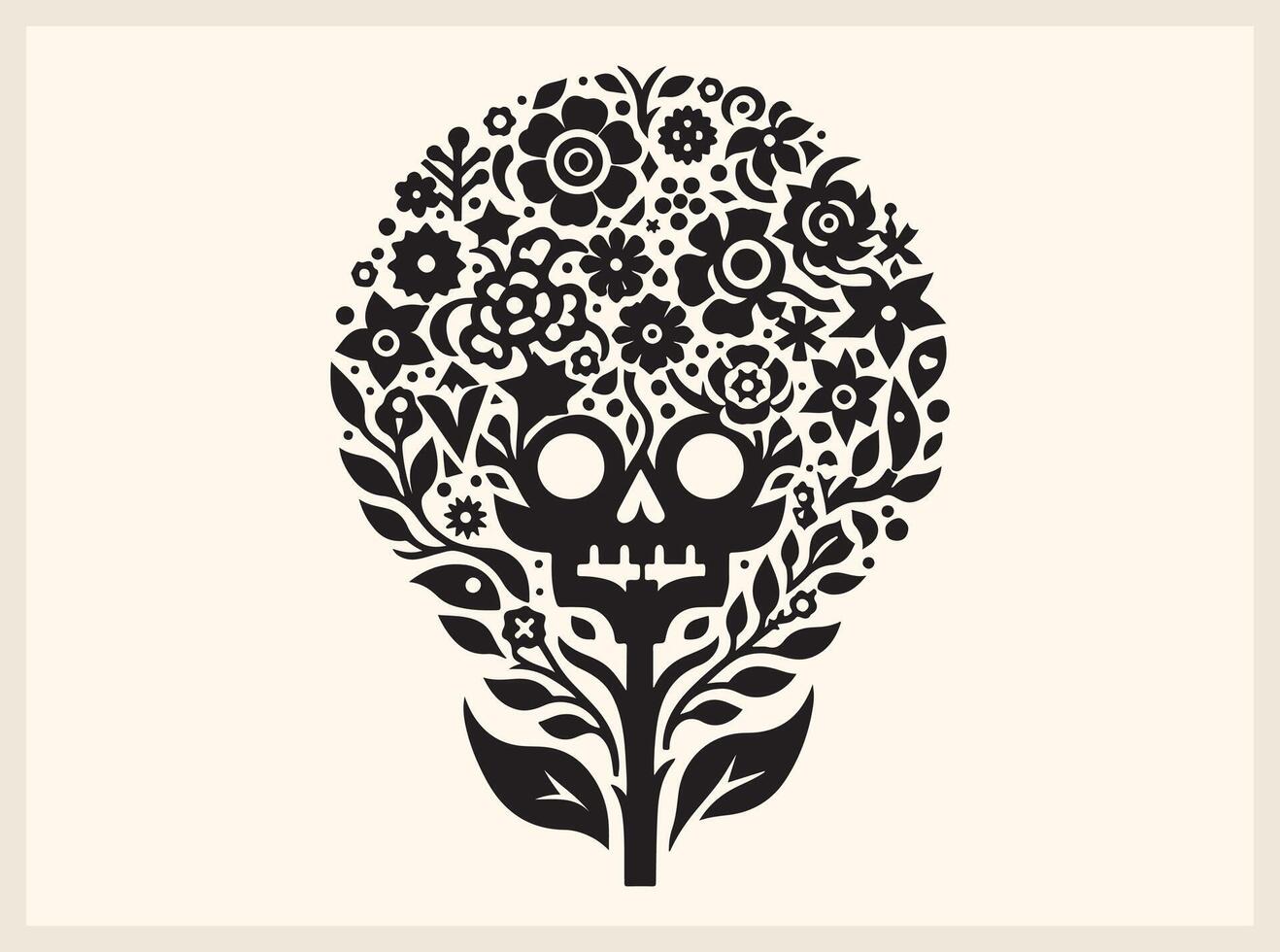 Ornamental Floral Death Mosaic for Bold Art Projects vector