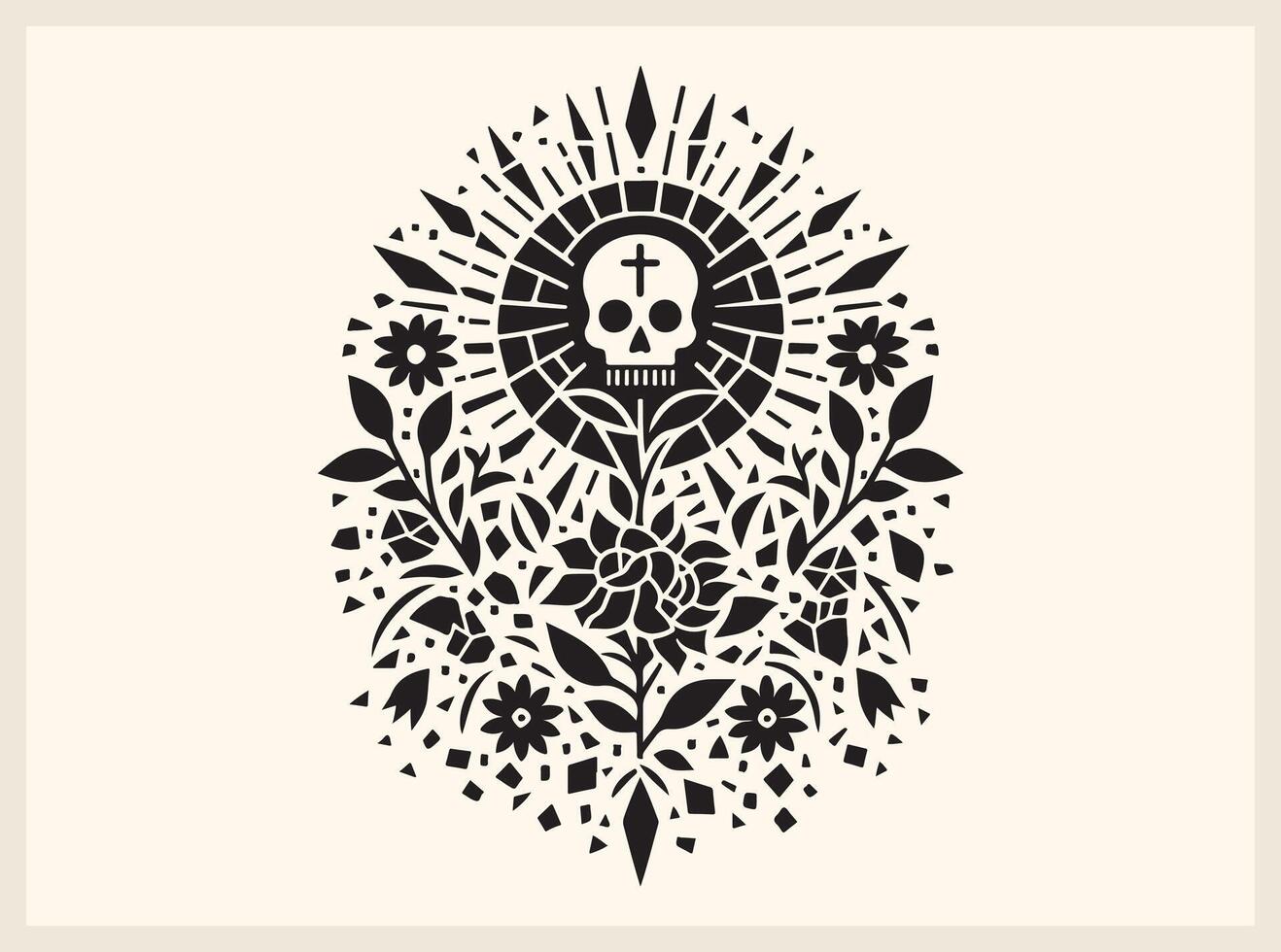Skull Mosaic Made of Floral Elements vector