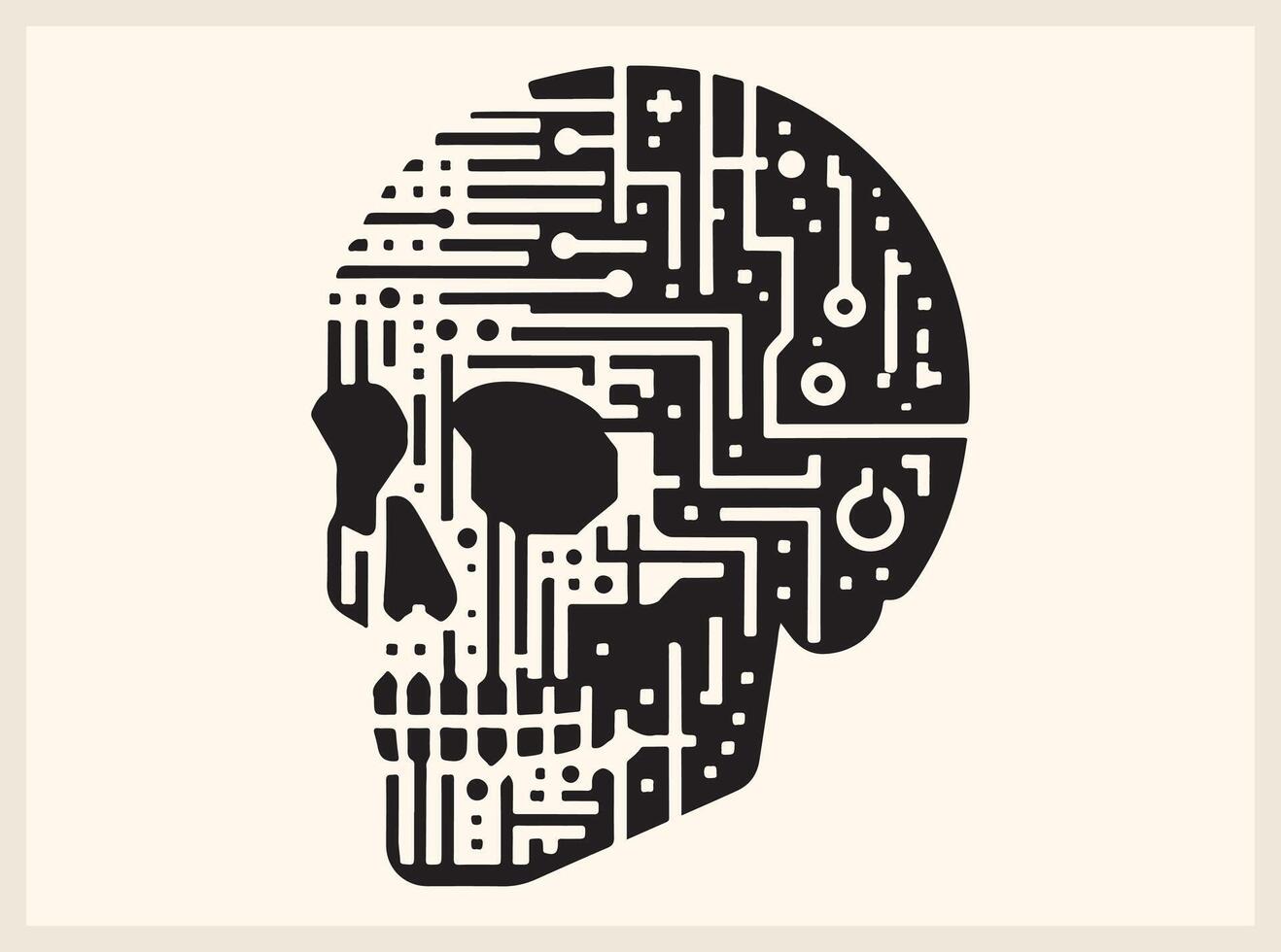 Futuristic Tech Glitch Skull Illustration for Digital Art vector