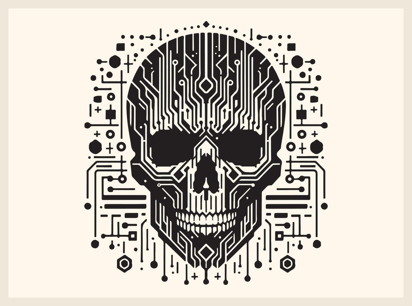 Bold Tech Skull with Glitch Art Effect for Edgy Designs vector