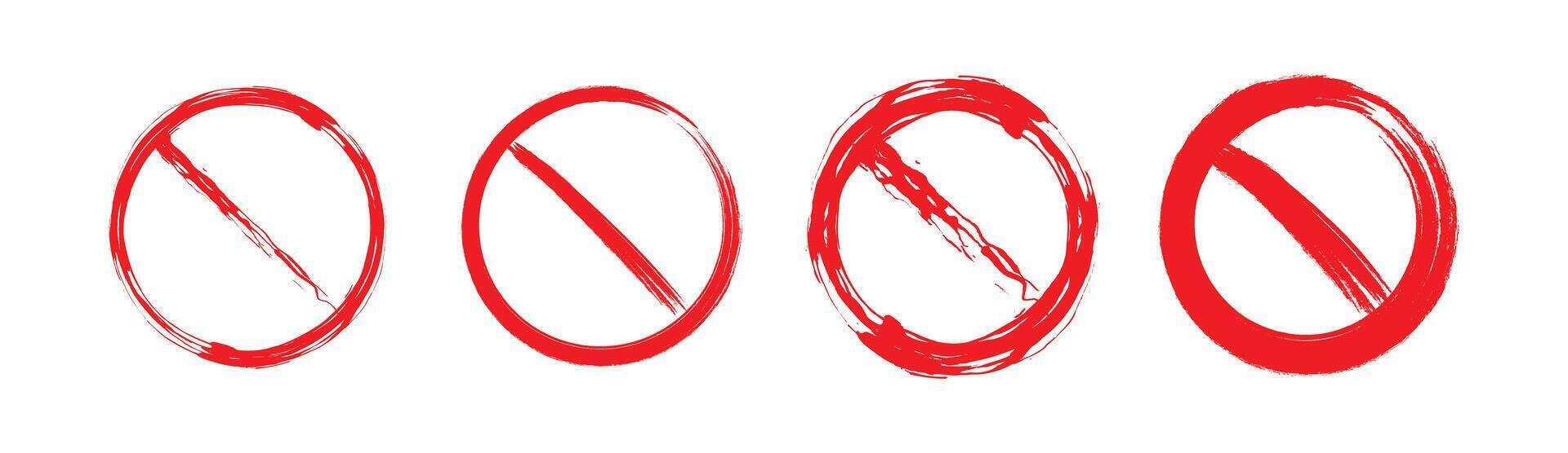 Set of grunge blank prohibiting signs for warning design vector