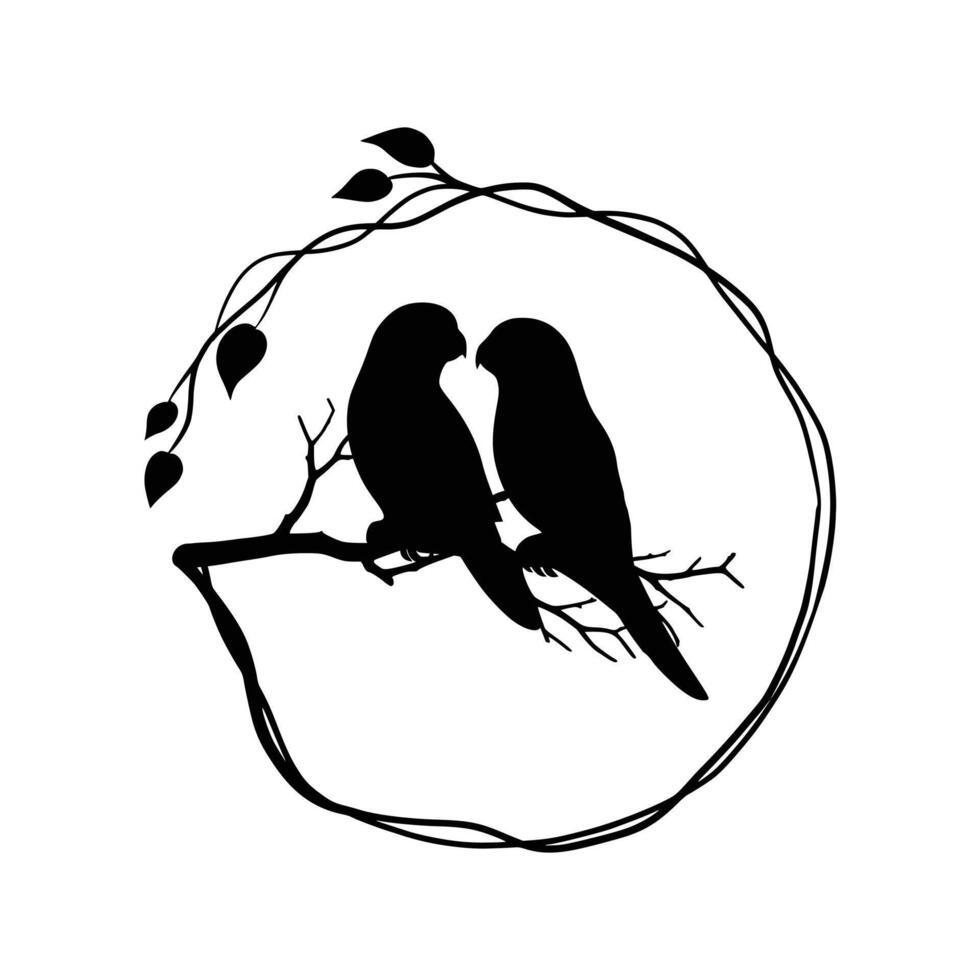 Love Birds Sitting on Branch vector