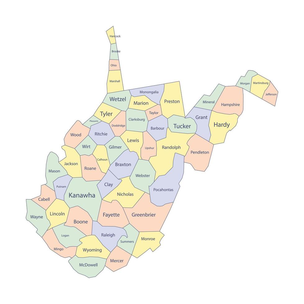 West Virginia Flat Color Map vector