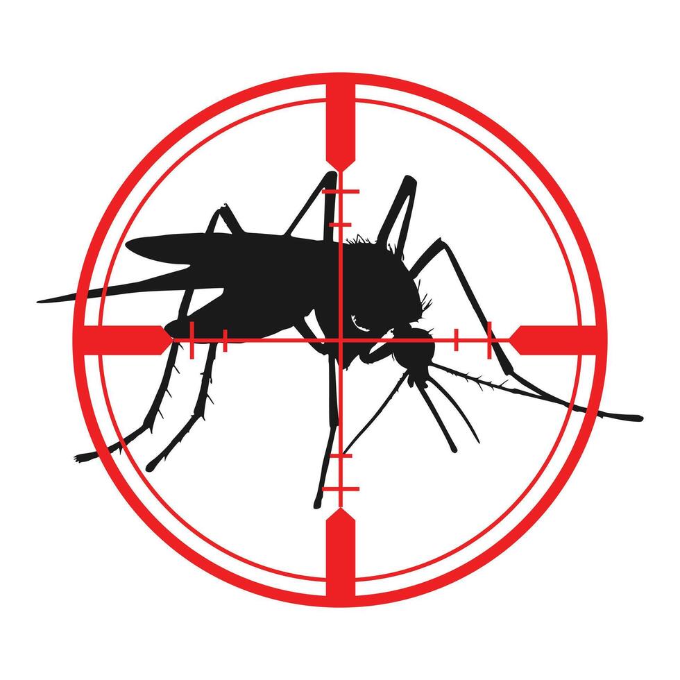 illustration showing target focused on flying mosquito pest vector