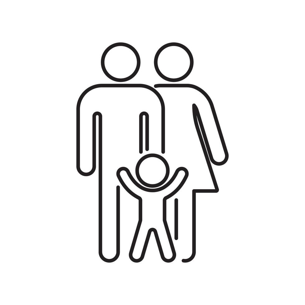 Outline family icon showing parents with one child design vector