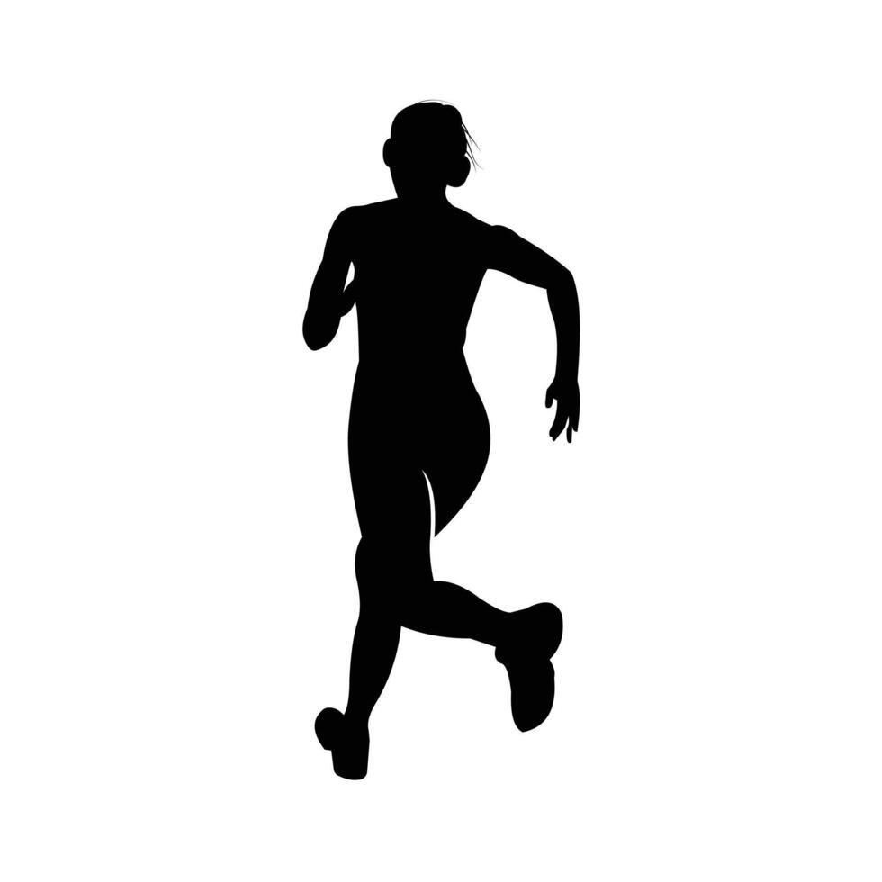 Silhouette Woman Running from Behind vector