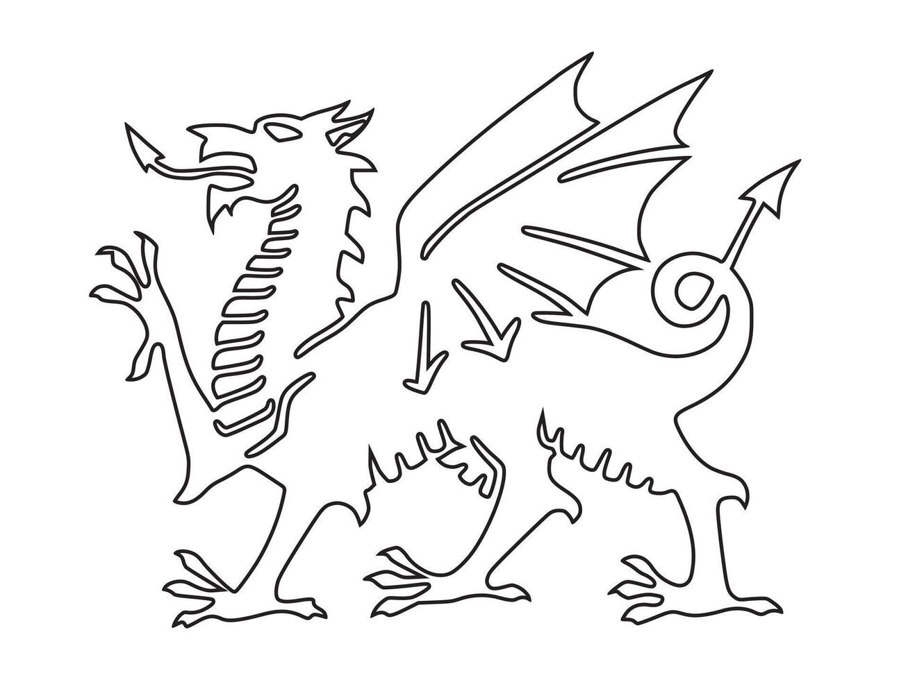 Outlined Welsh dragon graphic ideal for mythology and culture designs vector