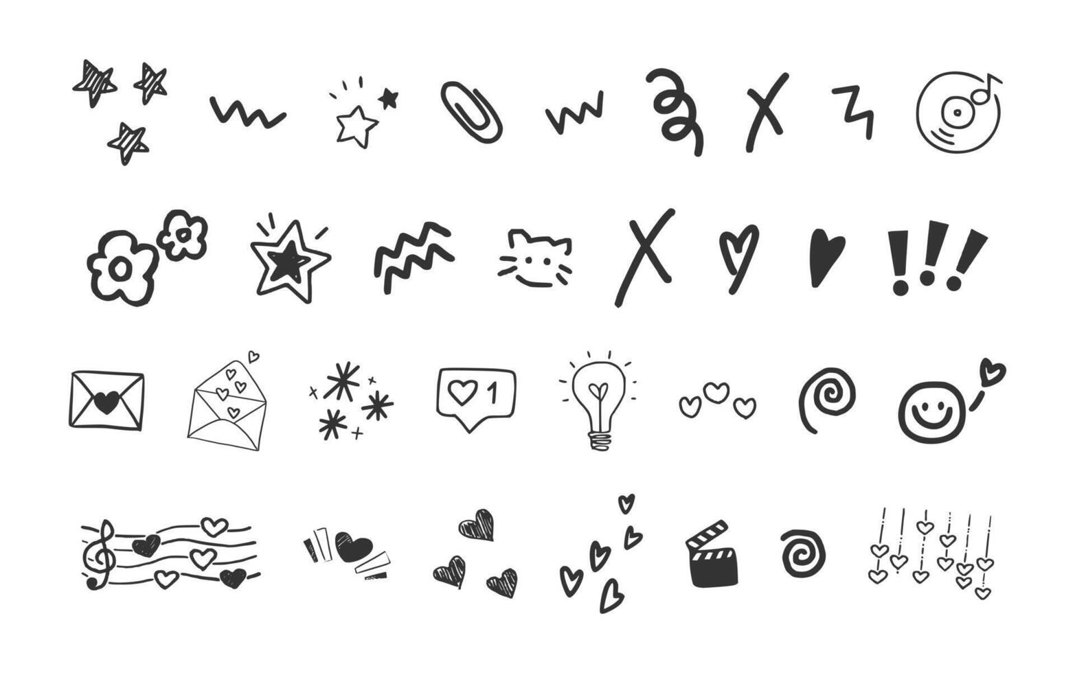 Hand drawn doodle style objects in a fun random collection vector