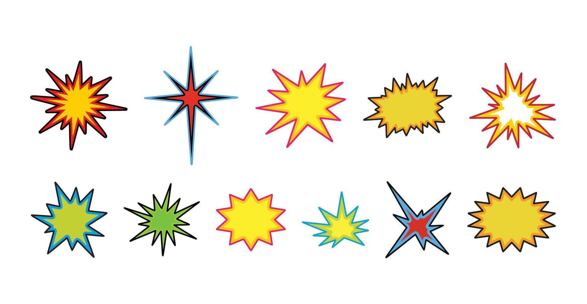 Flat comic style speech bubbles in three bold color variations vector